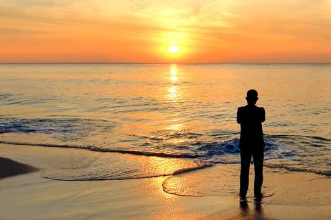 Silhouette of man on beach