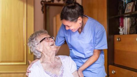 Nurse with elderly patient - Aged care